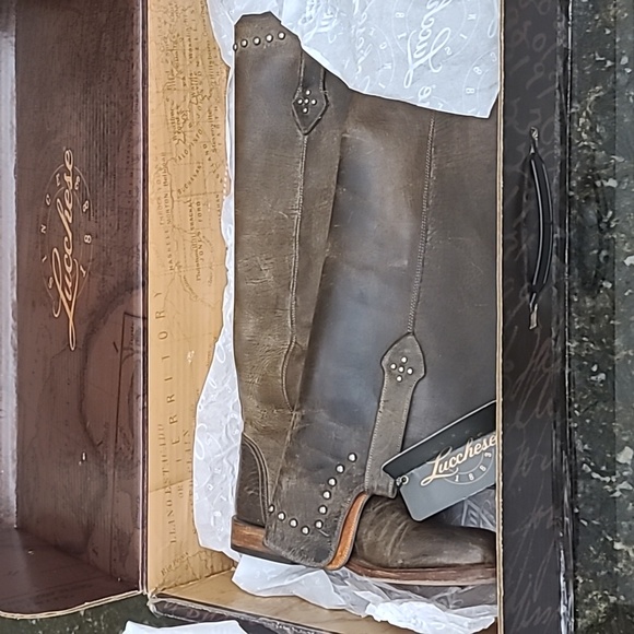 Lucchese Tan Leather Over the Knee Riding Boots Size 9 B w/ Box - Picture 15 of 15